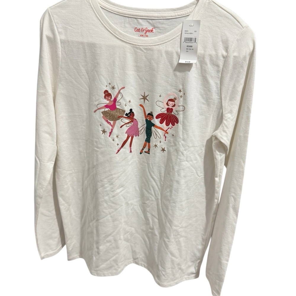 NWT girls sz xxl (18) Cat & Jack Cream Fairy Long Sleeve Shirt - Picture 1 of 3